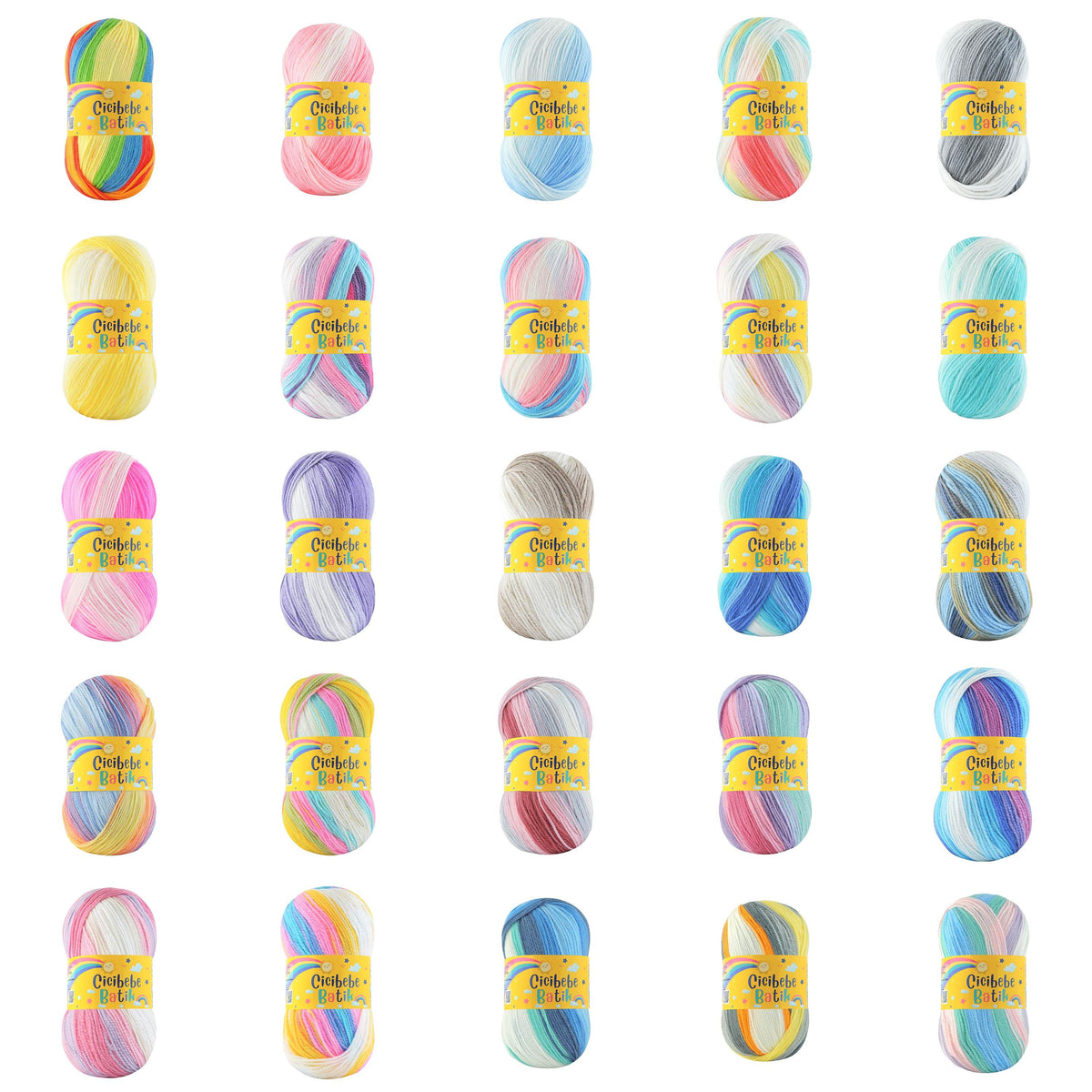 Pack of 5 Cicibebe Batik, 100g, 100% Acrylic, 360m